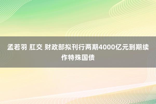 孟若羽 肛交 财政部拟刊行两期4000亿元到期续作特殊国债