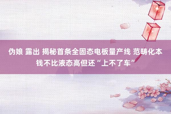 伪娘 露出 揭秘首条全固态电板量产线 范畴化本钱不比液态高但还“上不了车”