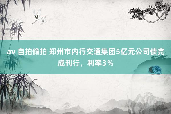 av 自拍偷拍 郑州市内行交通集团5亿元公司债完成刊行，利率3％